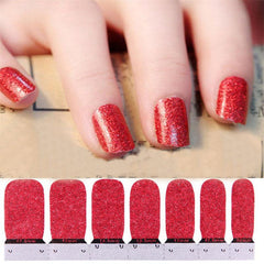 Glitter Nail Polish Strips Self Adhesive Press On Nail Stickers, Full Nail Wraps