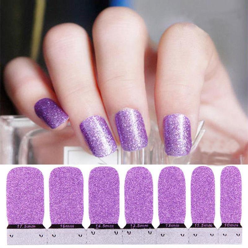 Glitter Nail Polish Strips Self Adhesive Press On Nail Stickers, Full Nail Wraps
