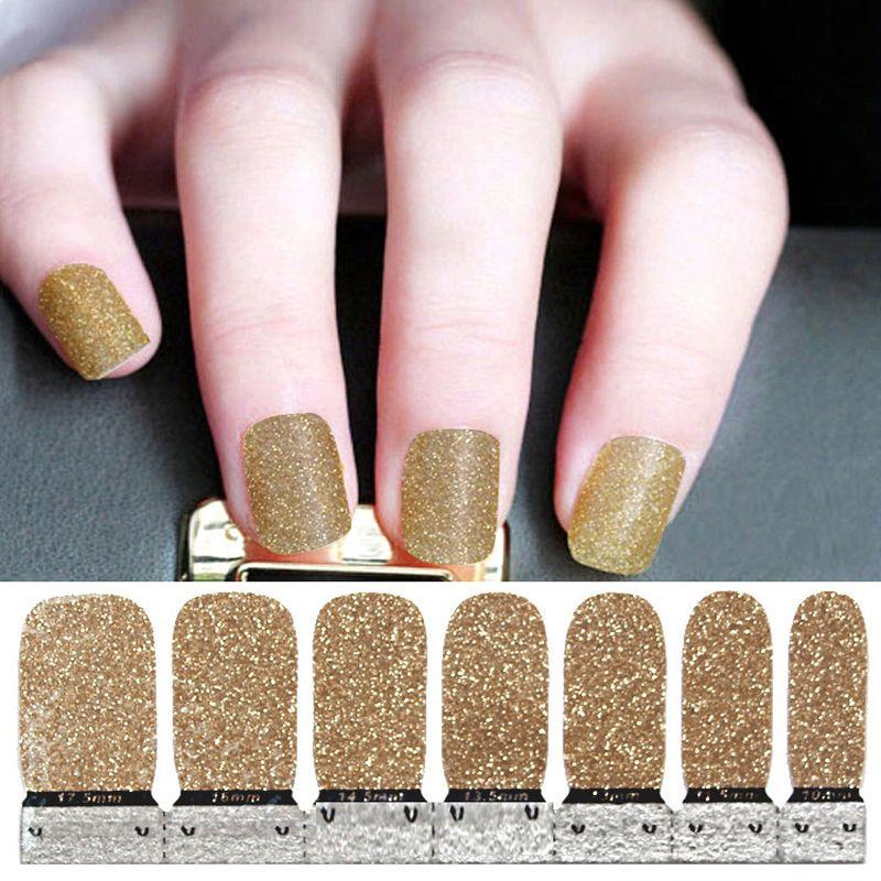 Glitter Nail Polish Strips Self Adhesive Press On Nail Stickers, Full Nail Wraps
