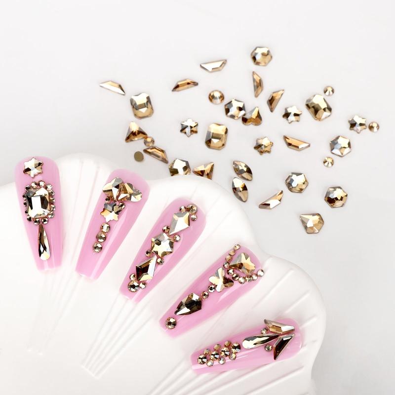 200pcs Champagne Rhinestones for Nail Art and DIY Decor