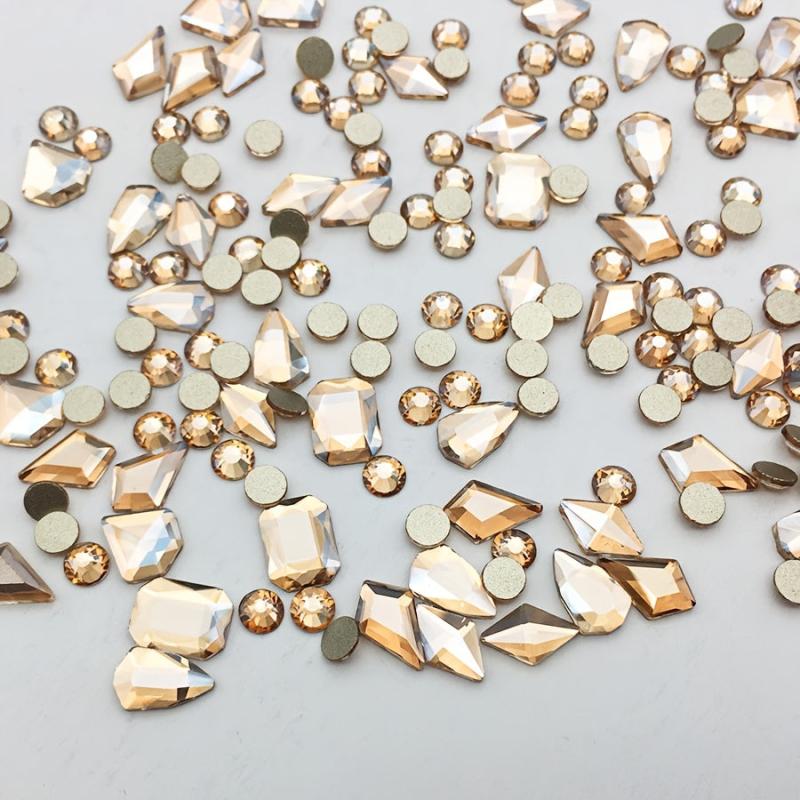 200pcs Champagne Rhinestones for Nail Art and DIY Decor
