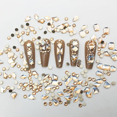 200pcs Champagne Rhinestones for Nail Art and DIY Decor