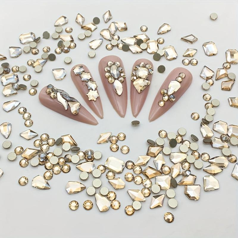 200pcs Champagne Rhinestones for Nail Art and DIY Decor