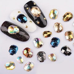 10 pcs Halloween Nail Rhinestones Skull Shape Glass Stones DIY Nail Decoration