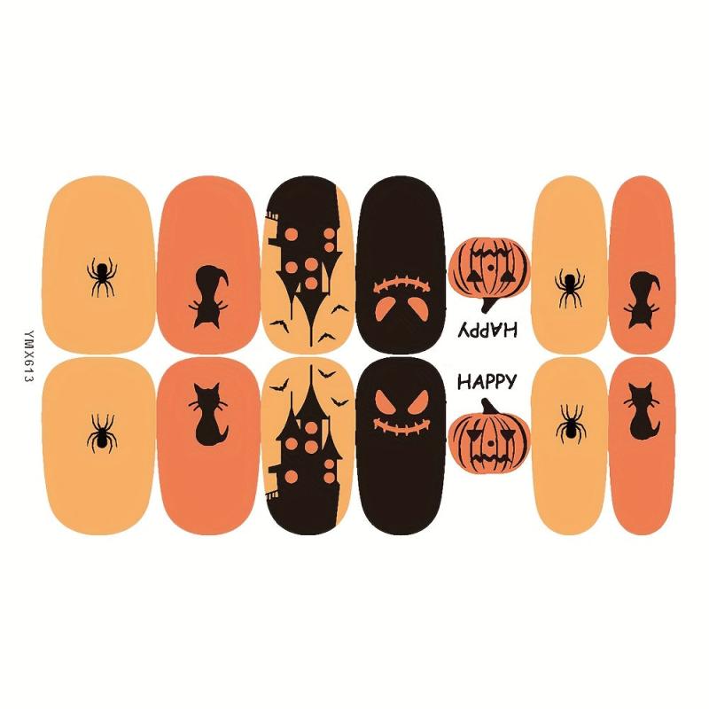 Halloween Nail Stickers Self Adhesive Decals Bat Ghost Witch Designs