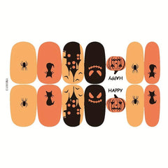Halloween Nail Stickers Self Adhesive Decals Bat Ghost Witch Designs