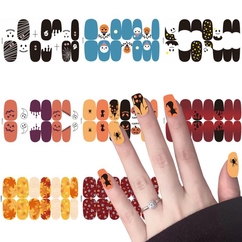Halloween Nail Stickers Self Adhesive Decals Bat Ghost Witch Designs