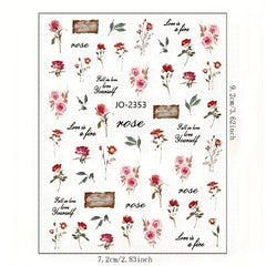 8pcs Christmas Elk Snowflake Nail Art Stickers - Self Adhesive Nail Art Supplies