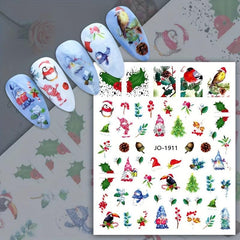 8pcs Christmas Elk Snowflake Nail Art Stickers - Self Adhesive Nail Art Supplies