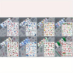 8pcs Christmas Elk Snowflake Nail Art Stickers - Self Adhesive Nail Art Supplies