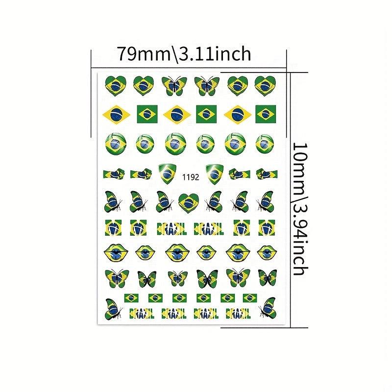 12 Pcs World Cup Nail Art Stickers Self Adhesive Football Nail Decals