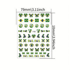 12 Pcs World Cup Nail Art Stickers Self Adhesive Football Nail Decals