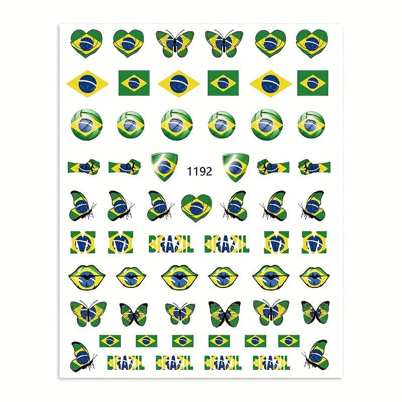 12 Pcs World Cup Nail Art Stickers Self Adhesive Football Nail Decals
