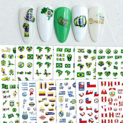 12 Pcs World Cup Nail Art Stickers Self Adhesive Football Nail Decals