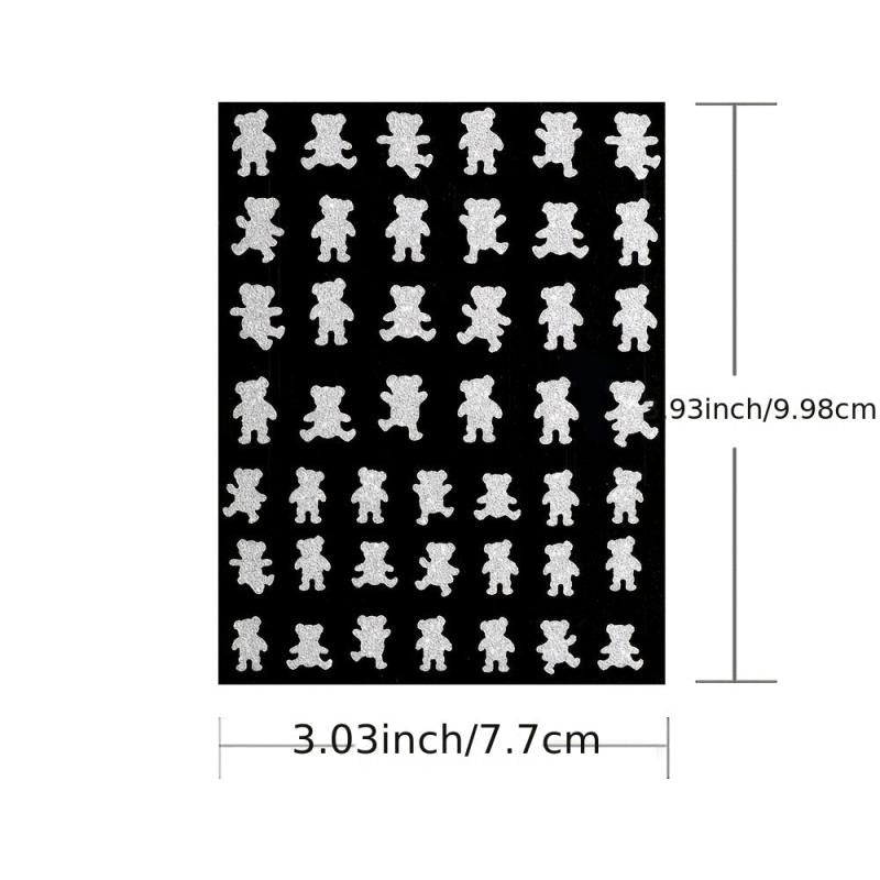 Silver Glitter Nail Art Stickers 3D Self Adhesive Star Heart Butterfly Decals