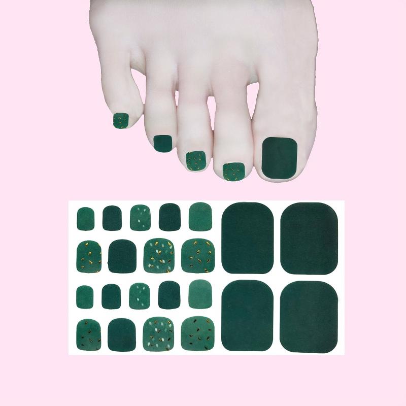 Green Glitter Toenail Stickers Full Wraps Self Adhesive Decal Tips