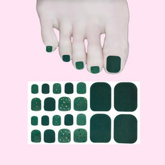 Green Glitter Toenail Stickers Full Wraps Self Adhesive Decal Tips