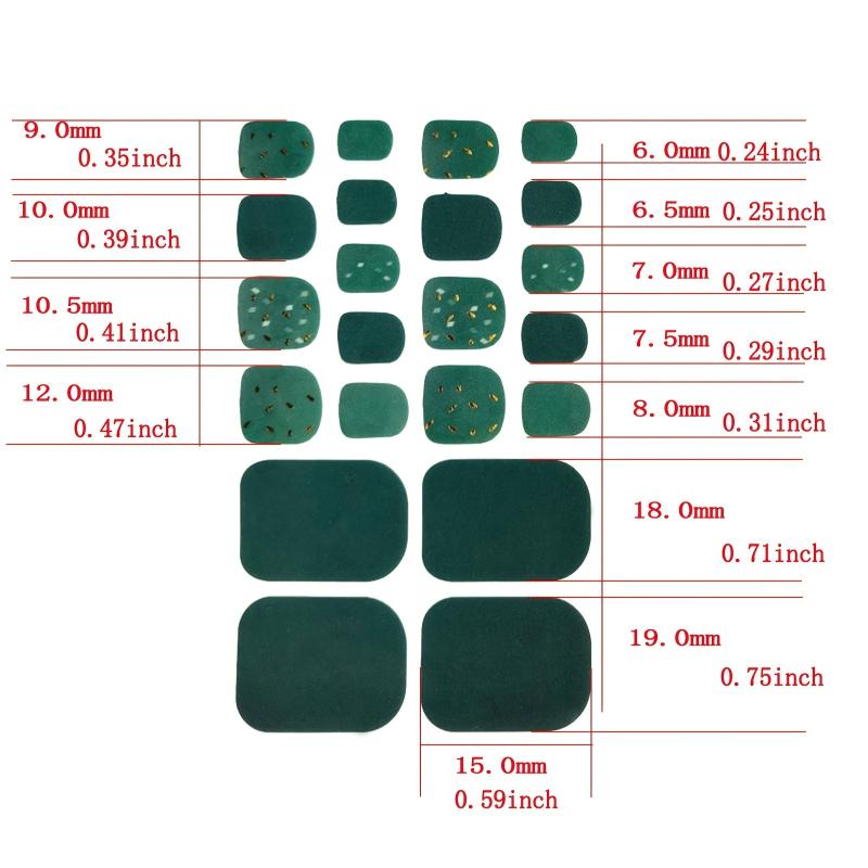 Green Glitter Toenail Stickers Full Wraps Self Adhesive Decal Tips