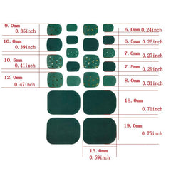Green Glitter Toenail Stickers Full Wraps Self Adhesive Decal Tips