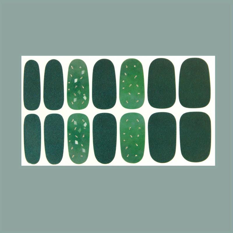 Green Glitter Toenail Stickers Full Wraps Self Adhesive Decal Tips