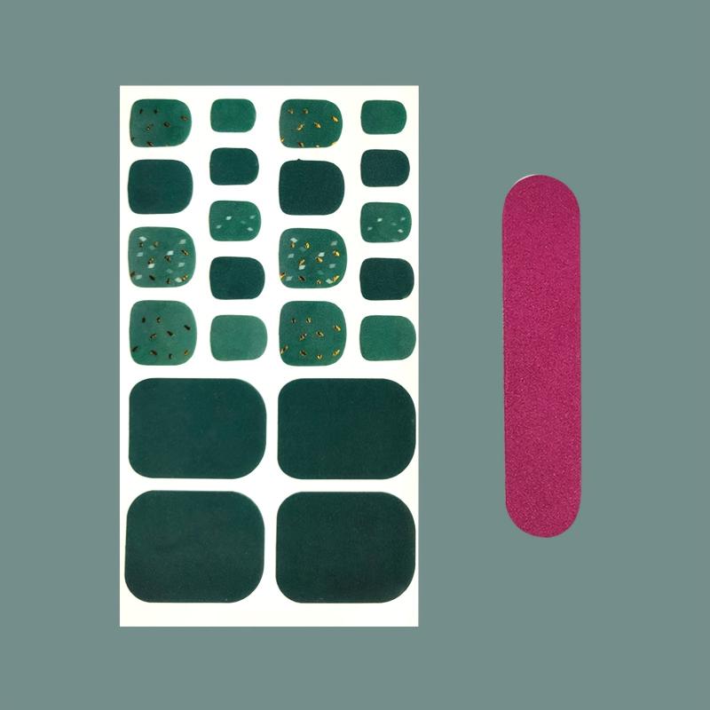 Green Glitter Toenail Stickers Full Wraps Self Adhesive Decal Tips