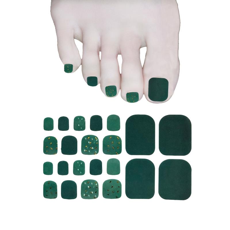 Green Glitter Toenail Stickers Full Wraps Self Adhesive Decal Tips