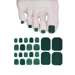 Green Glitter Toenail Stickers Full Wraps Self Adhesive Decal Tips