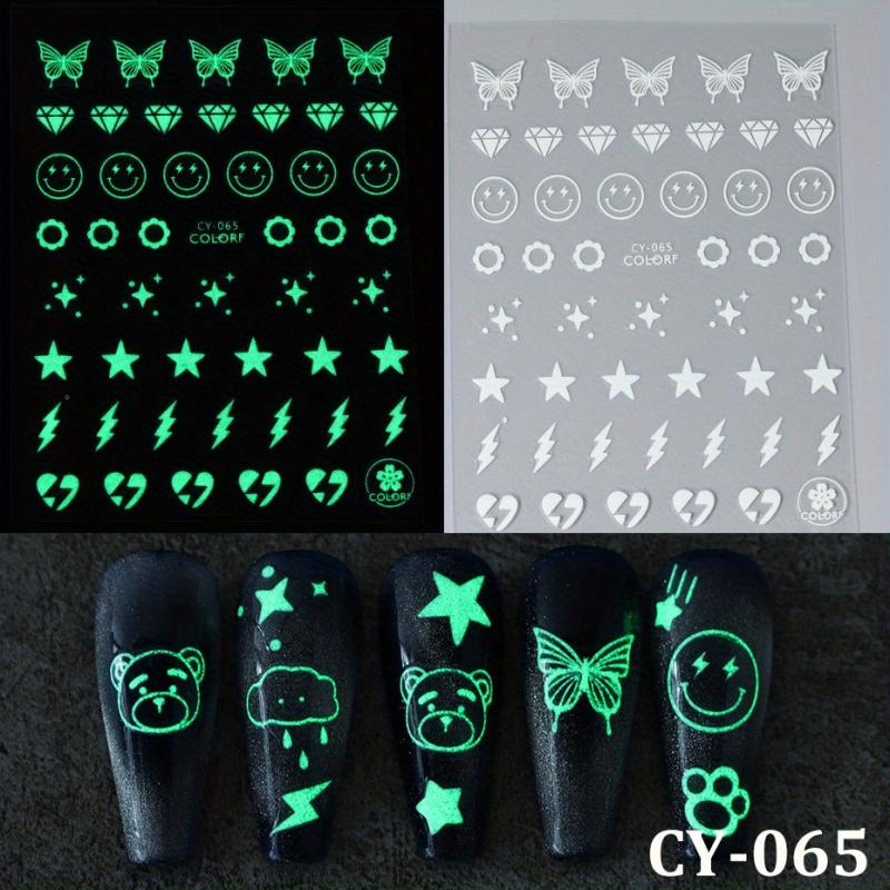 3D Glow In The Dark Nail Stickers Moons Planets Adhesive Slider