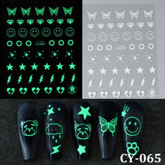 3D Glow In The Dark Nail Stickers Moons Planets Adhesive Slider