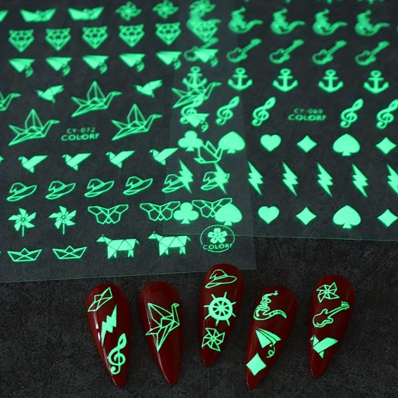3D Glow In The Dark Nail Stickers Moons Planets Adhesive Slider