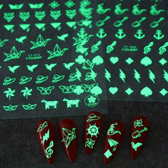 3D Glow In The Dark Nail Stickers Moons Planets Adhesive Slider
