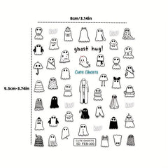 5D Embossed Ghost Nail Stickers Halloween Nail Sticker For Women Girls