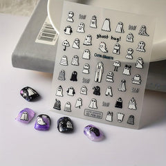 5D Embossed Ghost Nail Stickers Halloween Nail Sticker For Women Girls