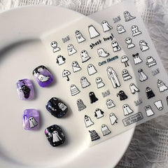 5D Embossed Ghost Nail Stickers Halloween Nail Sticker For Women Girls