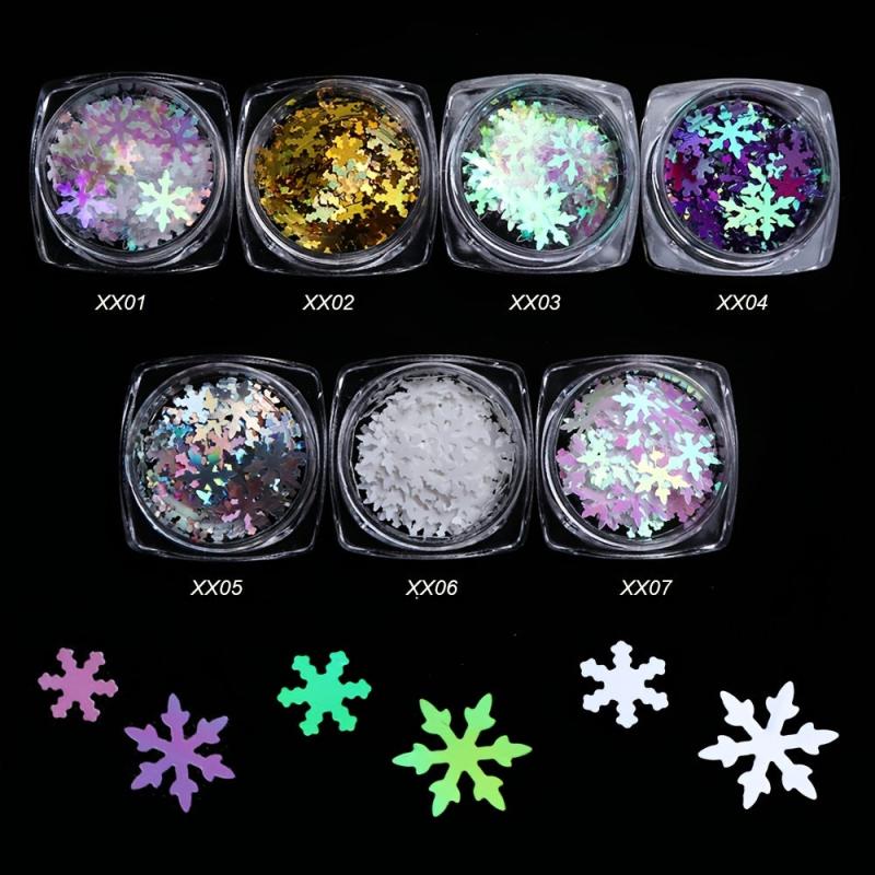 Snowflakes Nail Glitter Sequins Metal Flakes Laser Spangles