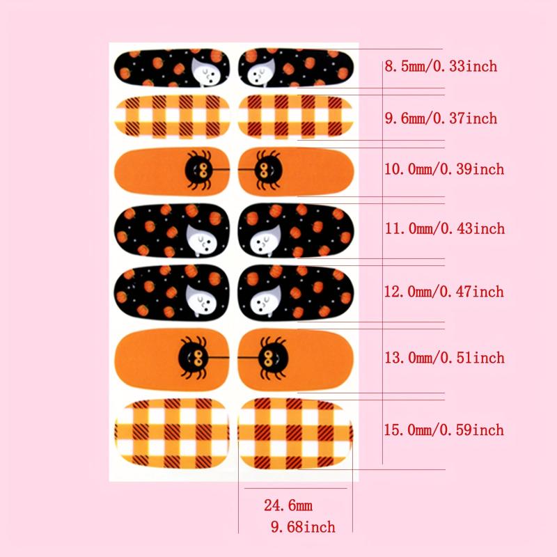 Halloween Nail Polish Stickers Pumpkin Bat Spider Ghost Nail Decals