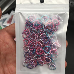 50 pcs Colorful Pearl Chain Nail Art Charms Heart Hollow Decoration