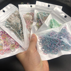 50 pcs Colorful Pearl Chain Nail Art Charms Heart Hollow Decoration