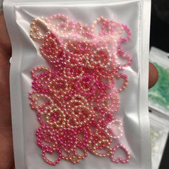 50 pcs Colorful Pearl Chain Nail Art Charms Heart Hollow Decoration