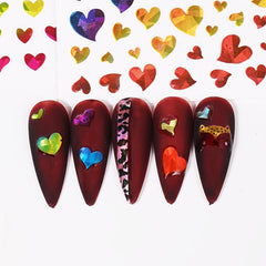 2 Laser Heart Nails Art Stickers Romantic Sliders DIY Manicure Decor