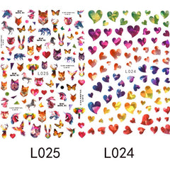 2 Laser Heart Nails Art Stickers Romantic Sliders DIY Manicure Decor