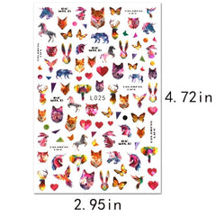 2 Laser Heart Nails Art Stickers Romantic Sliders DIY Manicure Decor