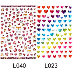 2 Laser Heart Nails Art Stickers Romantic Sliders DIY Manicure Decor