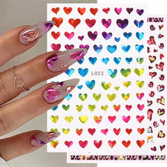 2 Laser Heart Nails Art Stickers Romantic Sliders DIY Manicure Decor