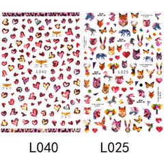 2 Laser Heart Nails Art Stickers Romantic Sliders DIY Manicure Decor