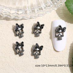 10pcs Halloween Nail Art Charms 3D Metal Spider Skeleton Cross Skull Nail Gem