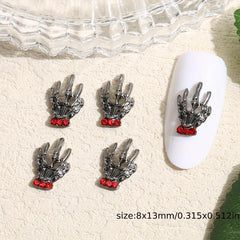 10pcs Halloween Nail Art Charms 3D Metal Spider Skeleton Cross Skull Nail Gem
