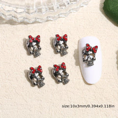 10pcs Halloween Nail Art Charms 3D Metal Spider Skeleton Cross Skull Nail Gem