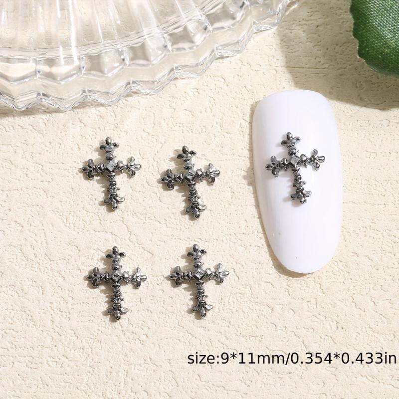 10pcs Halloween Nail Art Charms 3D Metal Spider Skeleton Cross Skull Nail Gem
