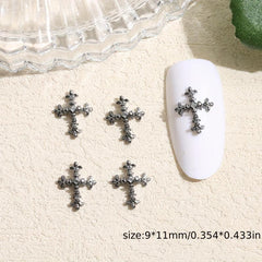 10pcs Halloween Nail Art Charms 3D Metal Spider Skeleton Cross Skull Nail Gem